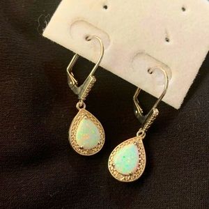 Peermont White Fire Opal & Silvertone Earrings